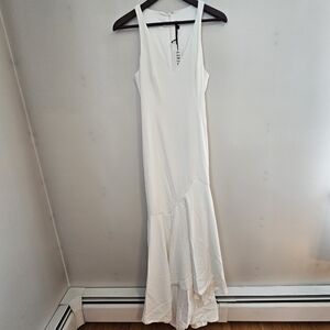 Jay Godfrey Flutter Cut Gown White Sleeveless Dress Formal Bridal Wedding Womens